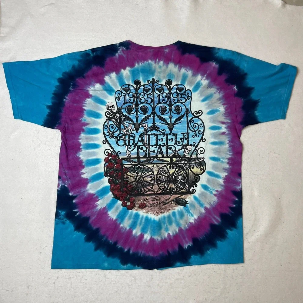 New! Liquid Blue Grateful Dead Skeleton Roses‎ Tie Dye T Shirt 2X - Picture 2 of 10